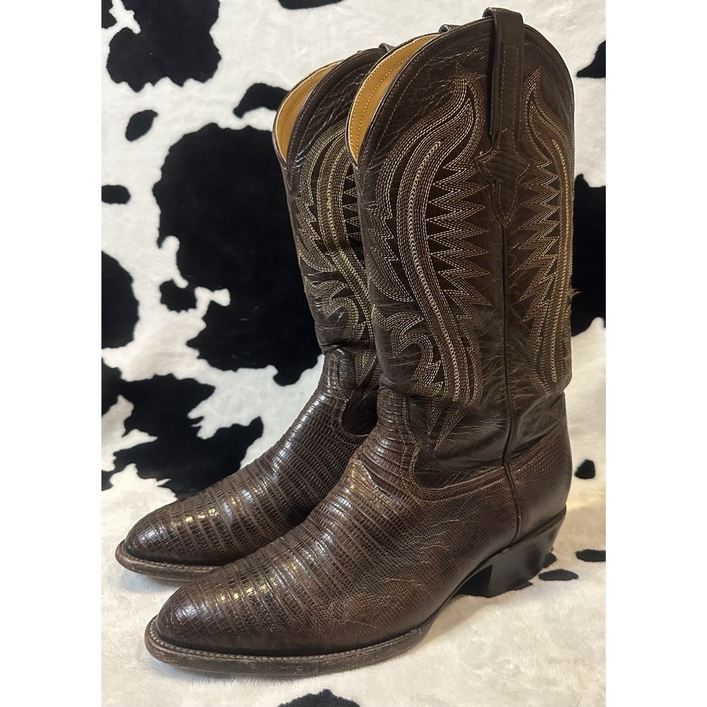 Ferrini Men's Teju Lizard Round Toe Western Boots Size‎ 8.5 - Brown